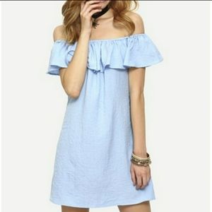 SheIn Baby Blue Off Shoulder Dress--Medium